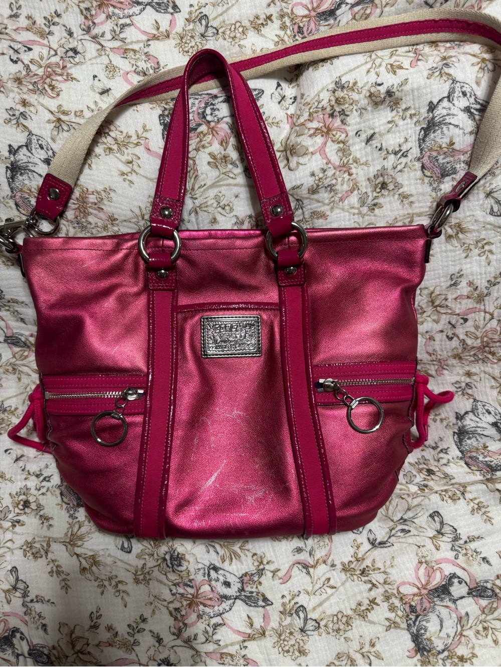Coach Pink Metallic Leather Purse
